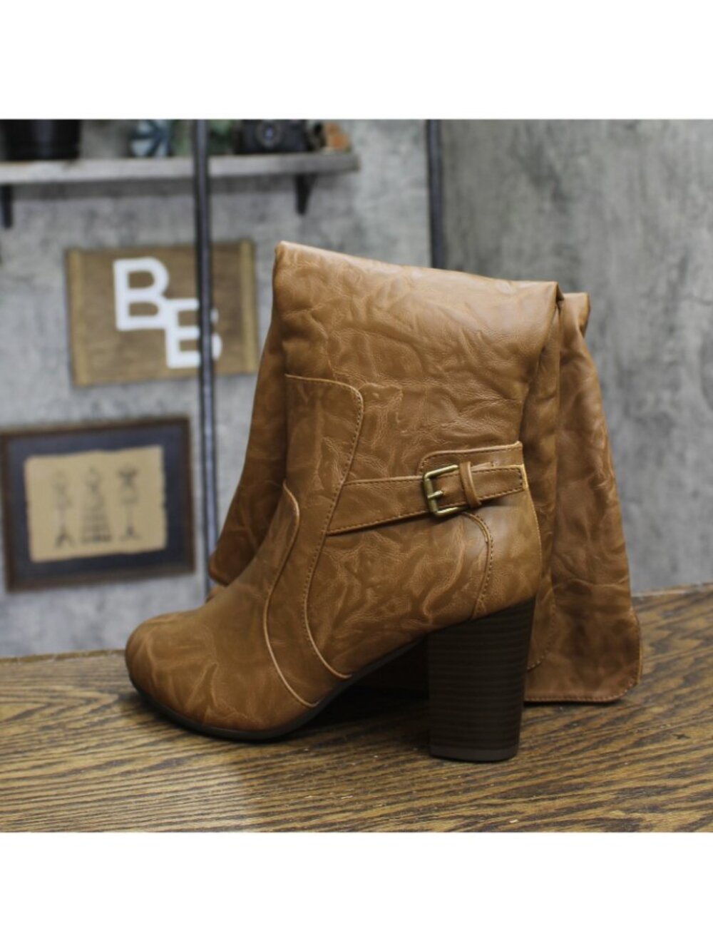 Journee Collection Carver Tall Block Heel Knee High Boots Tan Brown 7M - Picture 3 of 16